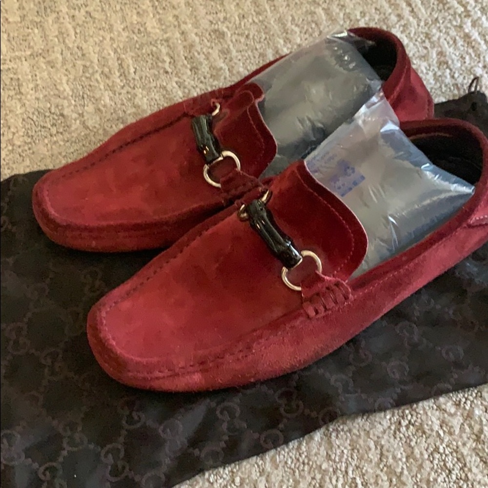 Gucci Bamboo Maroon burgundy Suede loafers - Picture 3 of 5